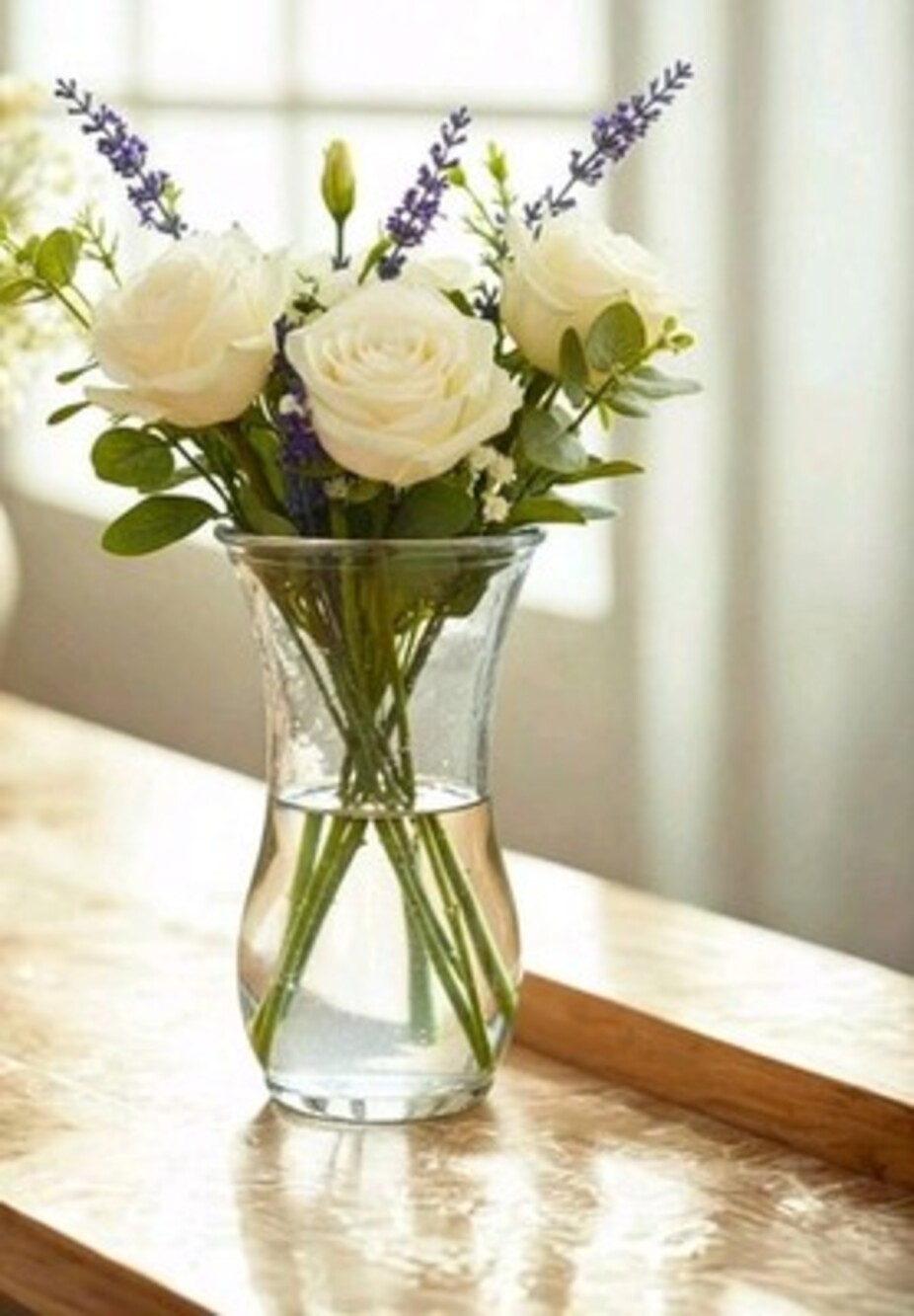 Bloomex Clear Glass Flower Vase 8 inches Tall For Bouqet of Flowers